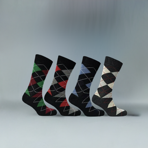 12 Pair Men socks Fashion Argyle  Design Socks Argyle Suit Office Socks