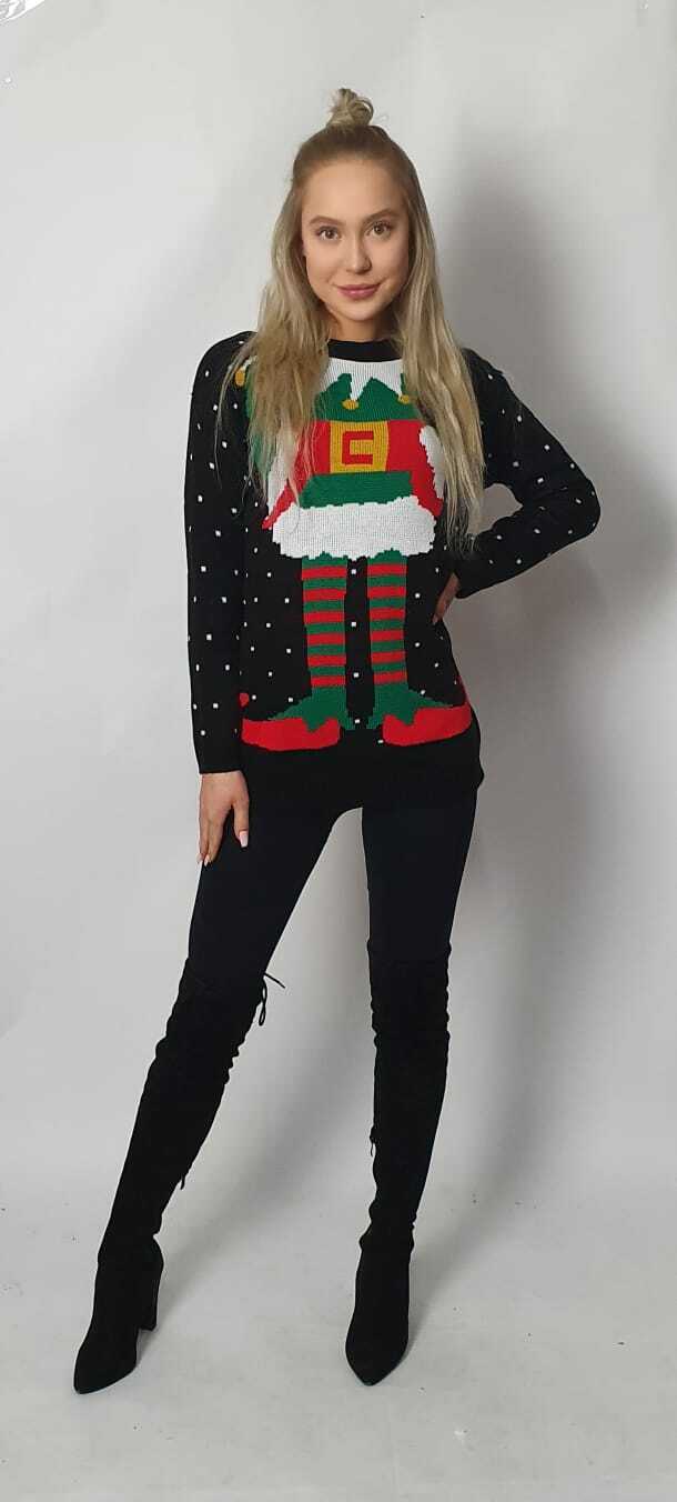 New Ladies Pudding  Christmas Jumper  Women Tops Size Knitted Rude Sweater - Comfyfit ltd