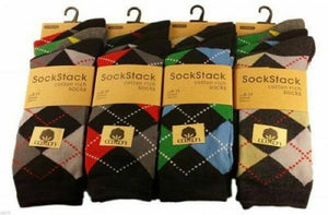12 Pair Men socks Fashion Argyle  Design Socks Argyle Suit Office Socks - Comfyfit ltd