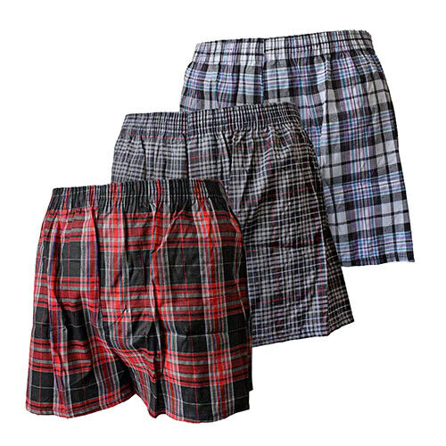 12 Packs Mens Check Boxer Shorts Classic Boxer Shorts With Check Styles S-2XL