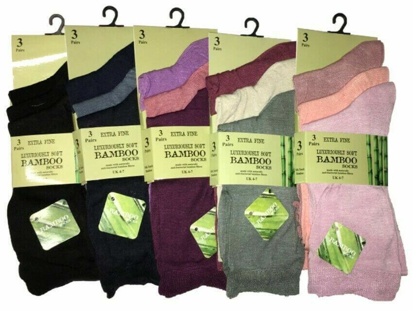 3 Assorted Colours Multipack Ladies Luxury Bamboo Super Soft Extra Fine Socks