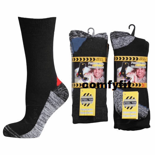 Men's Workwear Cushioned Foot Super Soft Cotton Functional Work Socks Size 6-14 - Comfyfit ltd