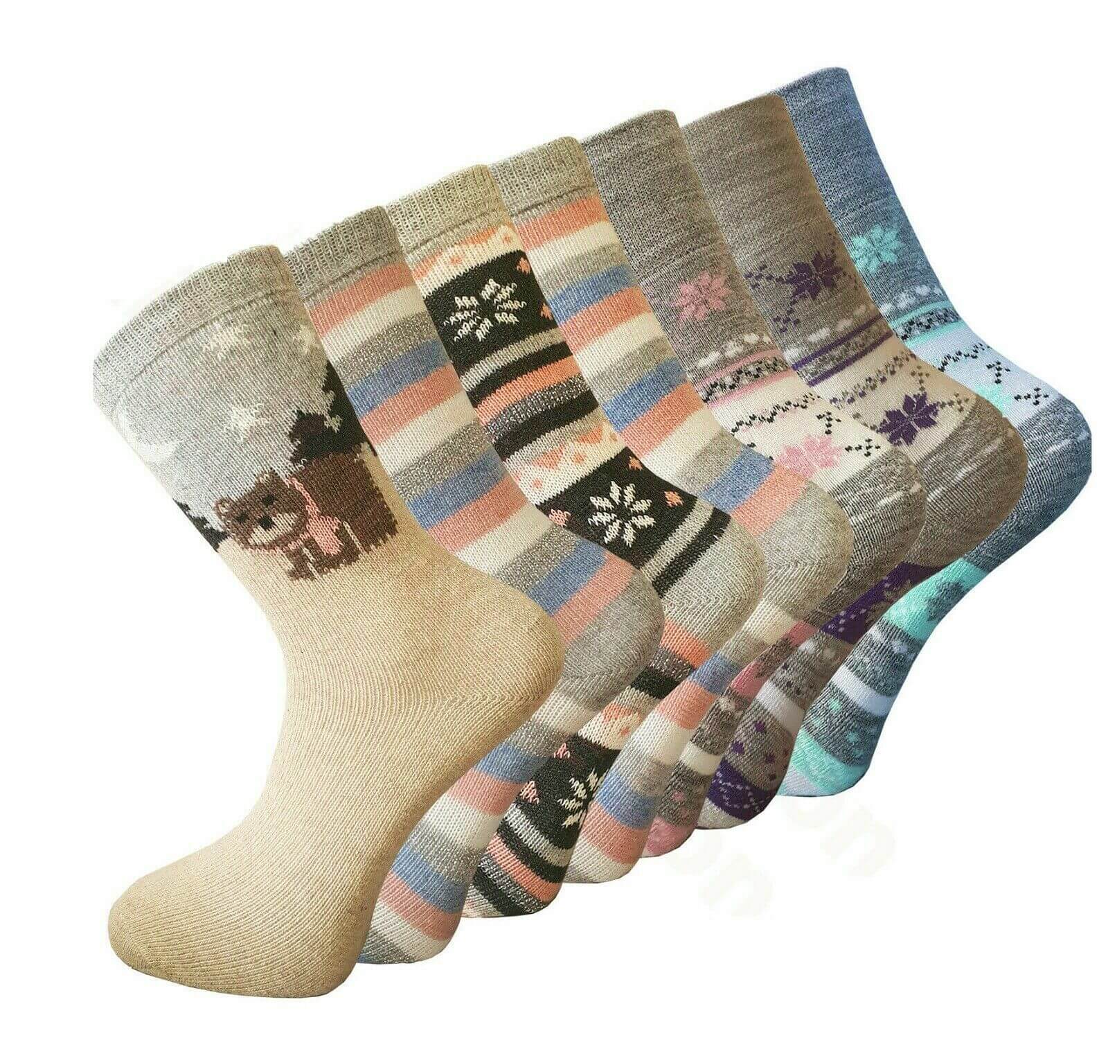 Women Ladies Thick Winter Thermal Socks Warm Wool Nordic Novelty Sock UK 4-7 - Comfyfit ltd