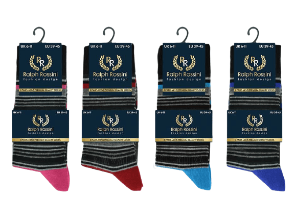 3 Pair Pack Mens Boys Black Premium Quality Designer Socks Size 6-11 UK - Comfyfit ltd