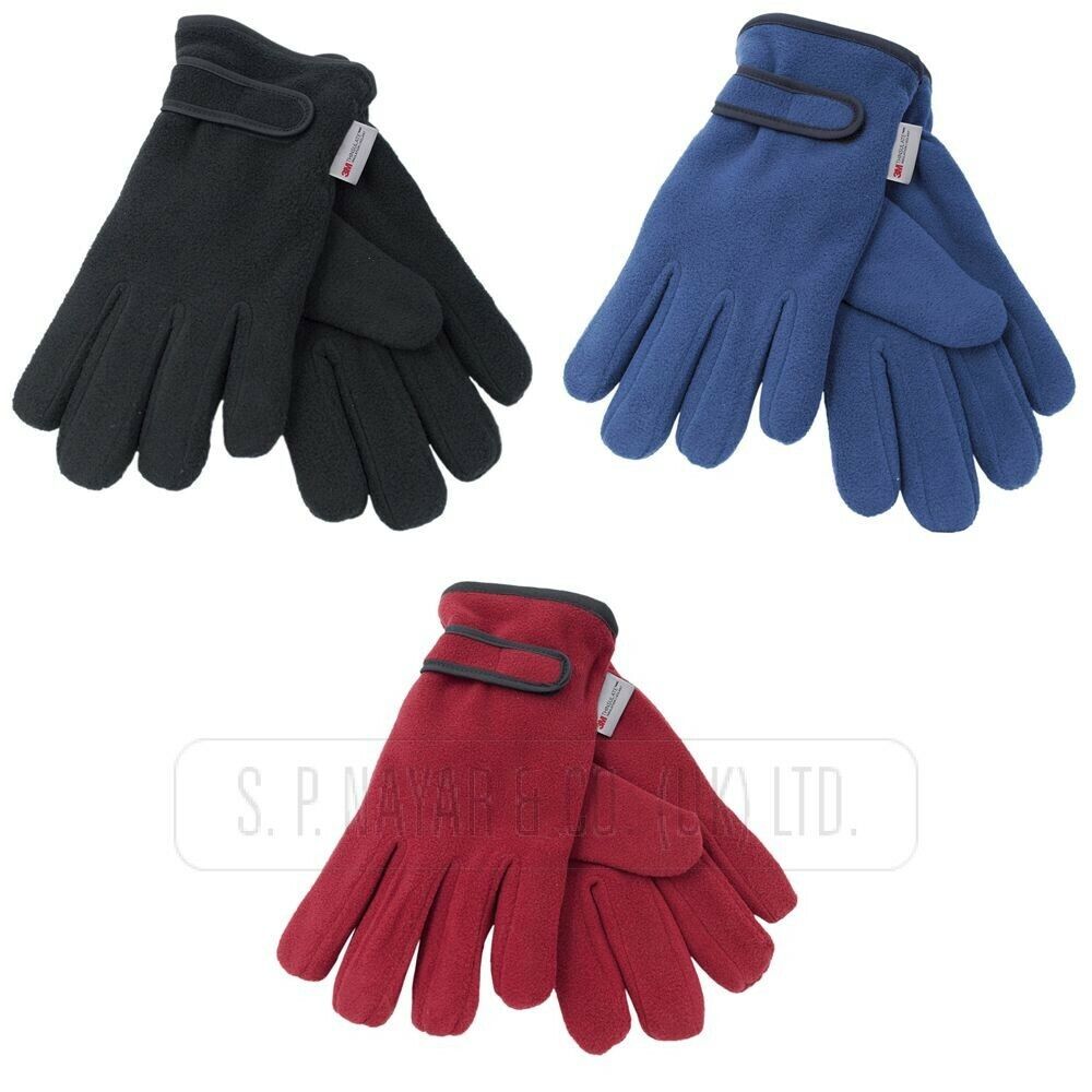 New Ladies Thermal Winter Warm Polar Fleece Gloves 3M Thinsulate Assorted Glove