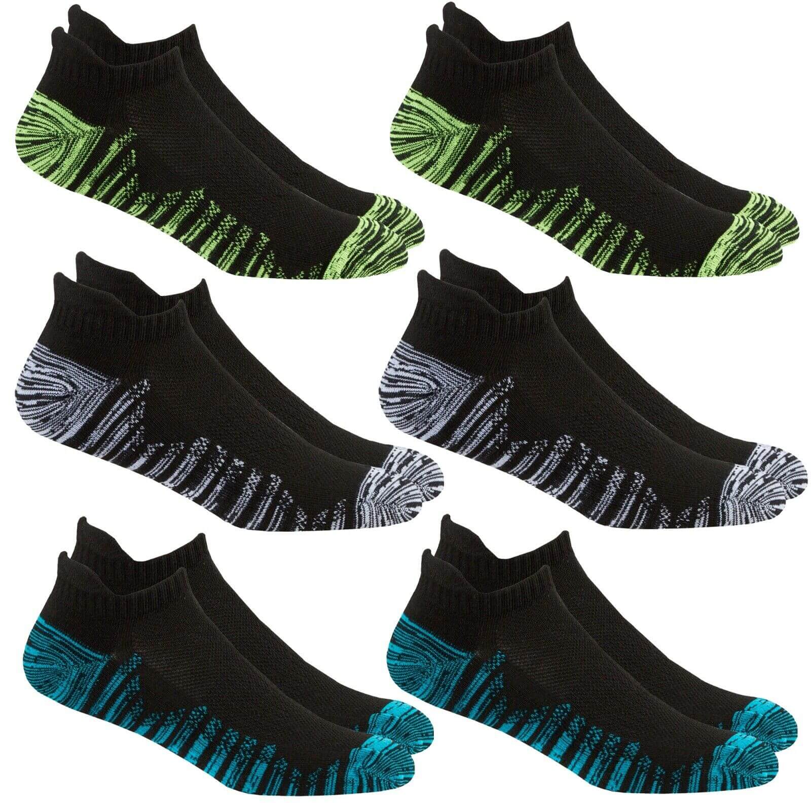 Mens Multipack Sports Trainer Socks Ankle Low Rise Gym Cushioned Multicoloured