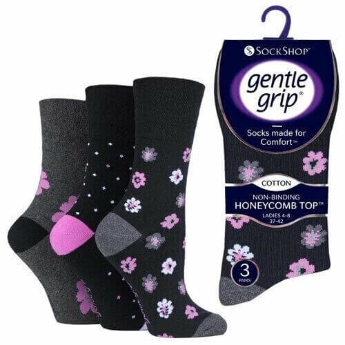3 Pairs Ladies comb Top Soft N Elastic Socks UK 4-8