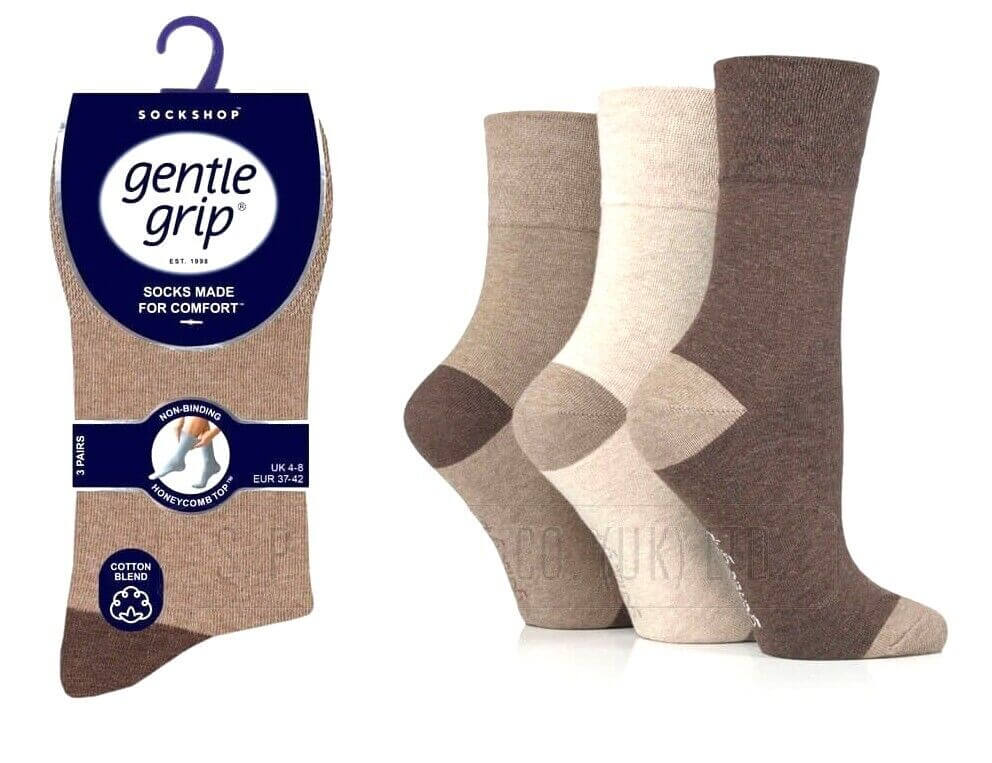 12 Pairs Of Ladies Comfortable Digital Dots Gentle Grip Cotton Socks Size 4-8 UK - Comfyfit ltd