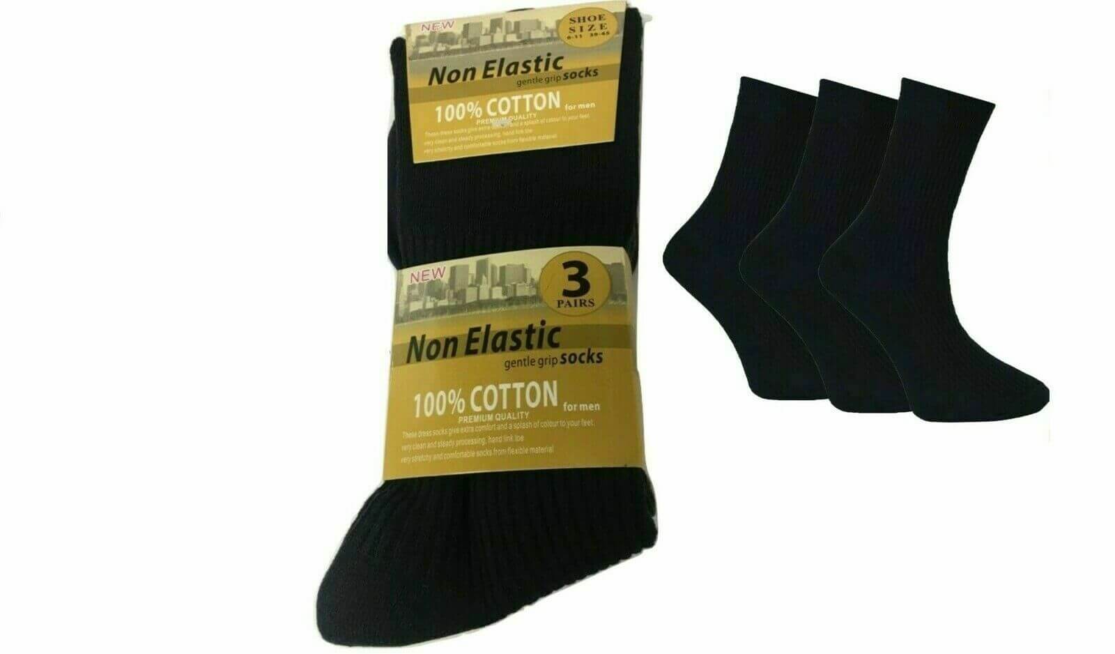 3 Pairs Men's Adults Socks 100%Cotton Loose Top Socks