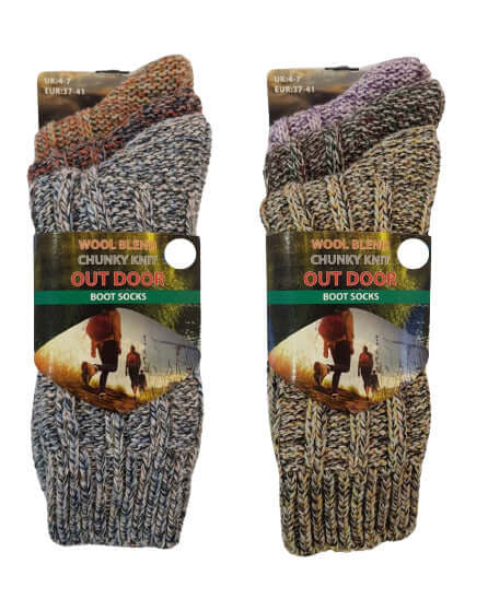 Mens Multi Chunky Woollen Blend Hiking Boot Sock UK 6-11 - Comfyfit ltd