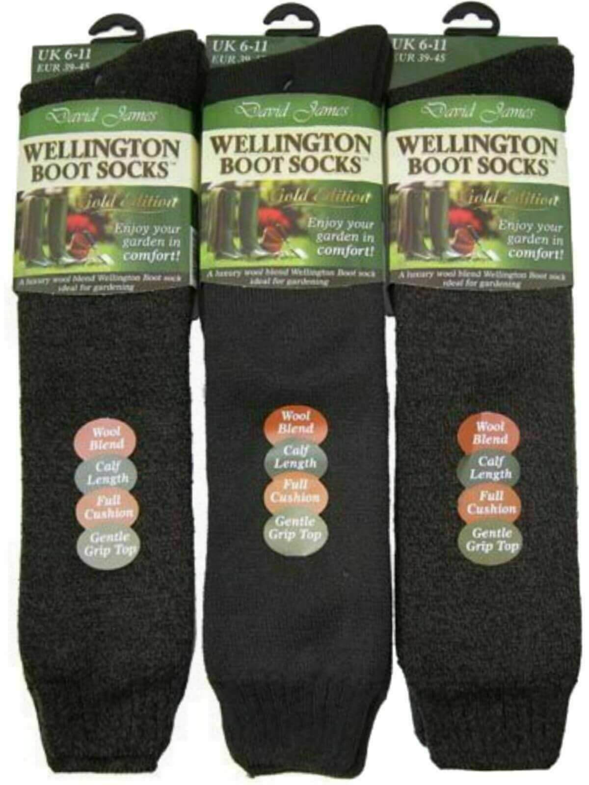 2 Pairs Pack Ladies Wool Blend Wellington Boot Socks UK 4-7
