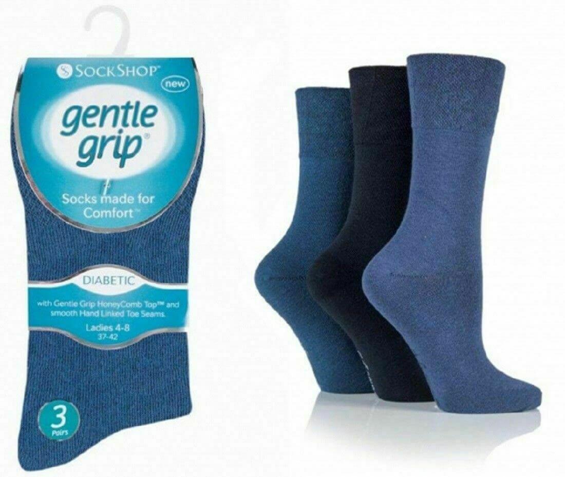 New Ladies "Diabetic Seamless Toe" Gentle Grip Honey Comb Top Non Elastic Socks - Comfyfit ltd