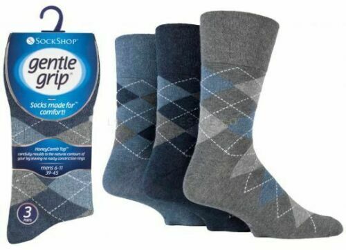 3 Pairs Mens Gentle Grip Honeycomb Top Soft Non Elastic Diabetic Socks Size 6-11 - Comfyfit ltd