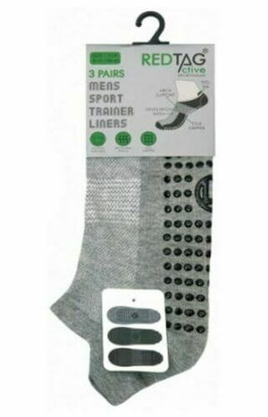 New Red Tag Active Sports wear Trainer Socks Non Slip Gripper Soles Size 6-11