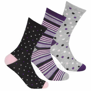12 Pairs Ladies *NEW* Bamboo Spot Design Socks Size 4-8 UK - Comfyfit ltd