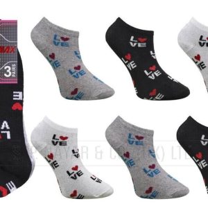 GIRLS GIFT SOCKS FUN LOVE HAPPY TRAINER SOCKS ANKLE SOCKS SIZE 4-8 UK GYM SOCKS